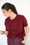 CARDIGAN MEZZA MANICA GIOIELLO BORDEAUX