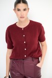 CARDIGAN MEZZA MANICA GIOIELLO BORDEAUX
