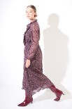 ABITO LUNGO CON GALA SCOLLO STAMPA MICRO GEORGETTE NERO