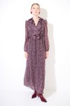 ABITO LUNGO CON GALA SCOLLO STAMPA MICRO GEORGETTE NERO