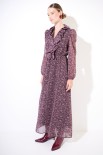 ABITO LUNGO CON GALA SCOLLO STAMPA MICRO GEORGETTE NERO
