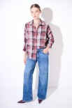 CAMICIA OVER QUADRO MALTINTO BORDEAUX