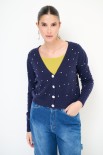 CARDIGAN SCOLLO V STRASS BLU