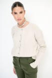 CARDIGAN CASTONI A TRECCIA BEIGE