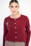 CARDIGAN CASTONI A TRECCIA BORDEAUX