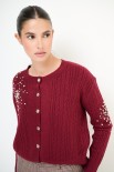 CARDIGAN CASTONI A TRECCIA BORDEAUX