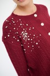 CARDIGAN CASTONI A TRECCIA BORDEAUX