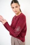 CARDIGAN CASTONI A TRECCIA BORDEAUX