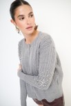 CARDIGAN CASTONI A TRECCIA GRIGIO