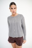 CARDIGAN CASTONI A TRECCIA GRIGIO