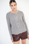 CARDIGAN CASTONI A TRECCIA GRIGIO