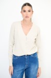 CARDIGAN CON FILATO PAILLETTES E BOTTONI GIOIELLO BEIGE