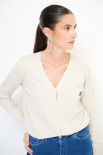 CARDIGAN CON FILATO PAILLETTES E BOTTONI GIOIELLO BEIGE