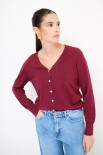 CARDIGAN CON FILATO PAILLETTES E BOTTONI GIOIELLO BORDEAUX