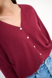 CARDIGAN CON FILATO PAILLETTES E BOTTONI GIOIELLO BORDEAUX