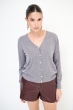 CARDIGAN CON FILATO PAILLETTES E BOTTONI GIOIELLO GRIGIO