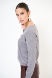 CARDIGAN CON FILATO PAILLETTES E BOTTONI GIOIELLO GRIGIO