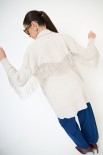 CARDIGAN APERTO CON FRANGE BEIGE