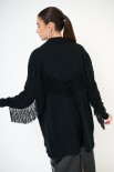 CARDIGAN APERTO CON FRANGE NERO