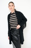 CARDIGAN APERTO CON FRANGE NERO