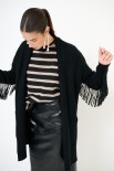 CARDIGAN APERTO CON FRANGE NERO