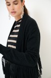 CARDIGAN APERTO CON FRANGE NERO