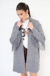 CARDIGAN APERTO CON FRANGE GRIGIO
