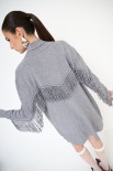 CARDIGAN APERTO CON FRANGE GRIGIO