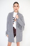 CARDIGAN APERTO CON FRANGE GRIGIO