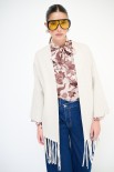 CARDIGAN APERTO CON FRANGE BEIGE