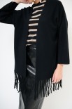CARDIGAN APERTO CON FRANGE NERO