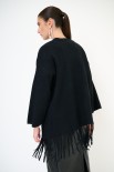 CARDIGAN APERTO CON FRANGE NERO