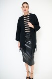 CARDIGAN APERTO CON FRANGE NERO