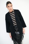 CARDIGAN APERTO CON FRANGE NERO