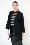 CARDIGAN APERTO CON FRANGE NERO