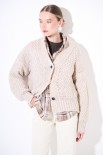 CARDIGAN COSTA PERLATA CON BOTTONI ECRU