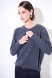 CARDIGAN PARICOLLO MISTO CACHEMIRE GRIGIO ANTRACITE