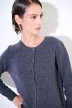 CARDIGAN PARICOLLO MISTO CACHEMIRE GRIGIO ANTRACITE