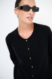 CARDIGAN PARICOLLO MISTO CACHEMIRE NERO