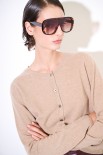 CARDIGAN PARICOLLO MISTO CACHEMIRE CAMMELLO