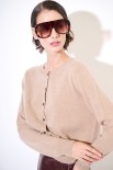 CARDIGAN PARICOLLO MISTO CACHEMIRE CAMMELLO