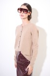 CARDIGAN PARICOLLO MISTO CACHEMIRE CAMMELLO
