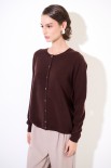 CARDIGAN PARICOLLO MISTO CACHEMIRE COFFEE