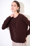 CARDIGAN PARICOLLO MISTO CACHEMIRE COFFEE