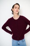 CARDIGAN PARICOLLO MISTO CACHEMIRE VINO