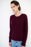 CARDIGAN PARICOLLO MISTO CACHEMIRE VINO