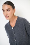 CARDIGAN MEZZA MANICA MISTO CACHEMIRE GRIGIO ANTRACITE
