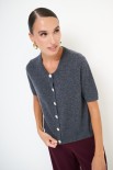 CARDIGAN MEZZA MANICA MISTO CACHEMIRE GRIGIO ANTRACITE
