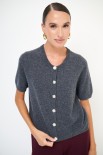CARDIGAN MEZZA MANICA MISTO CACHEMIRE GRIGIO ANTRACITE