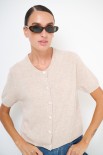 CARDIGAN MEZZA MANICA MISTO CACHEMIRE BEIGE